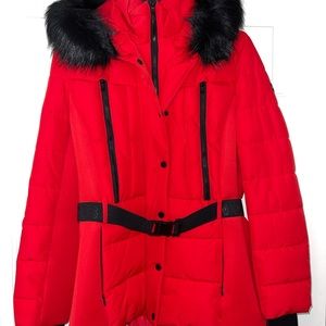 NWT Michael Kors Red Long Jacket - Size Large